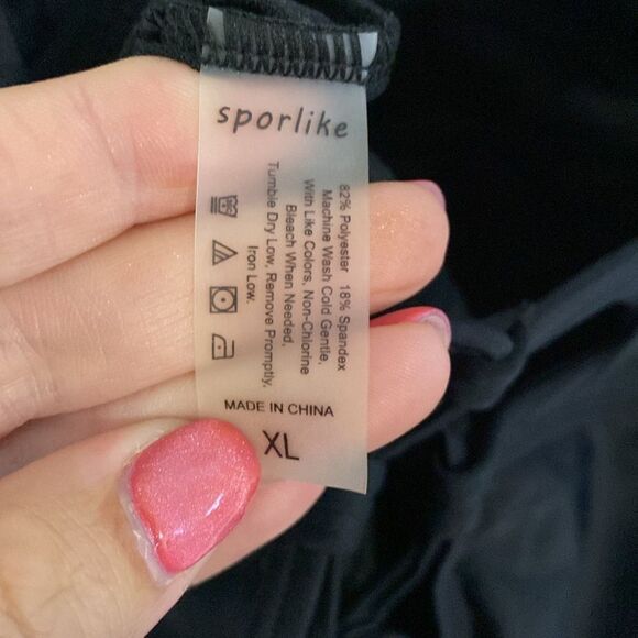 Sporlike-black ruffle one piece lace up back- Size XL - Picture 10 of 12